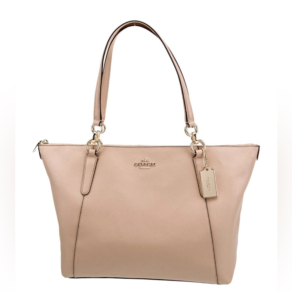 Coach Tan Tote with Minimalist Design and Gold Hardware